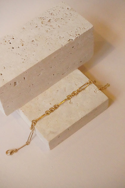 14KT GOLD LARGE PAPERCLIP ROLO CHAIN BRACELET