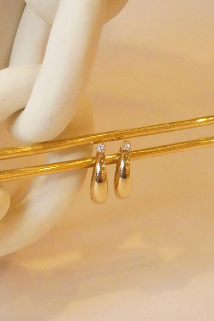 14KT DIAMOND TAPERED DOME HINGE HOOPS