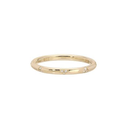 Diamond Neo Gold Wedding Band by Jennie Kwon, 2mm 14kt yellow gold band with clusters of white diamonds