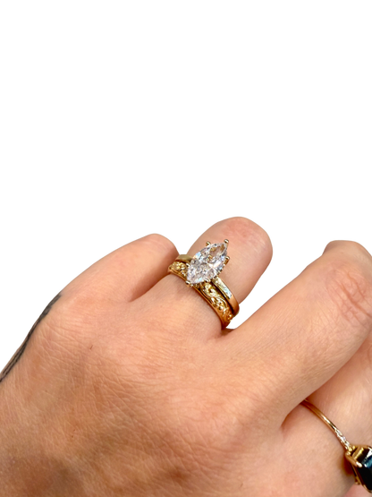 Golden Floral Wedding Band by Lane &amp; Kate, another view