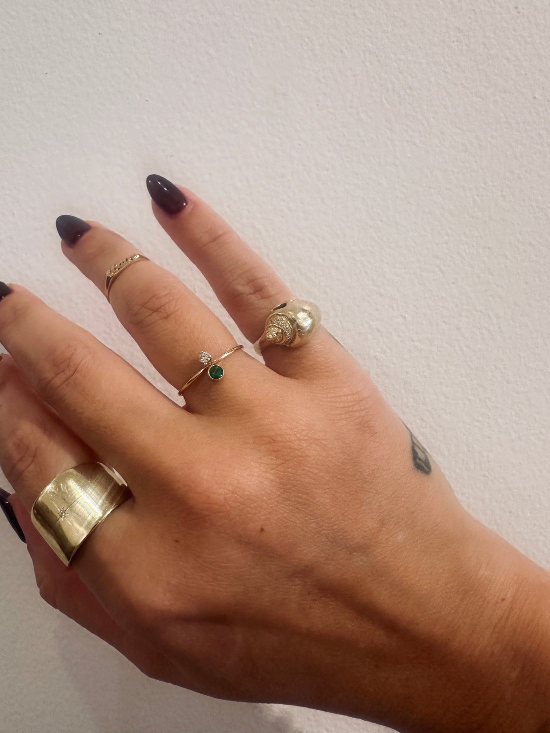 STACKED EMERALD & DIAMOND RING