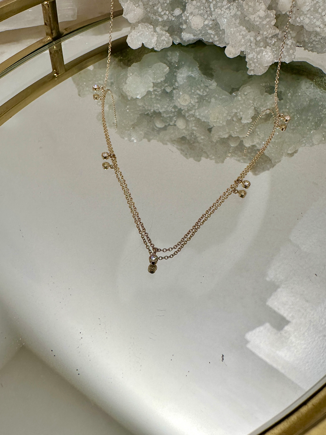 5 DANGLING DIAMONDS BEZEL NECKLACE