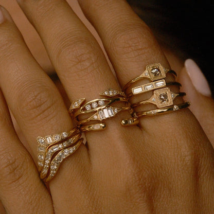 Diamond Neo Gold Wedding Band by Jennie Kwon, styled view