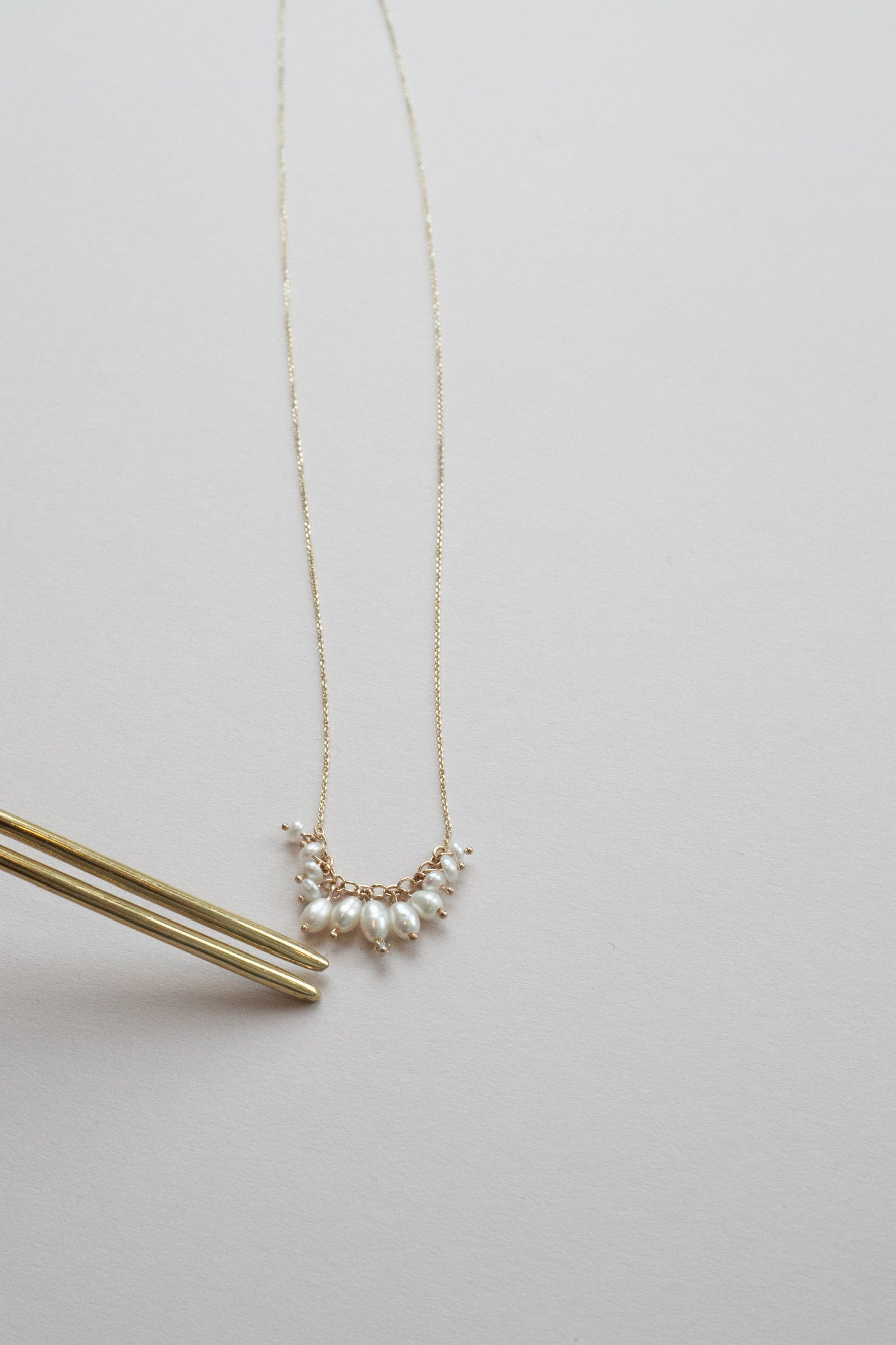 SHADOW DIAMOND &amp; PEARL NECKLACE