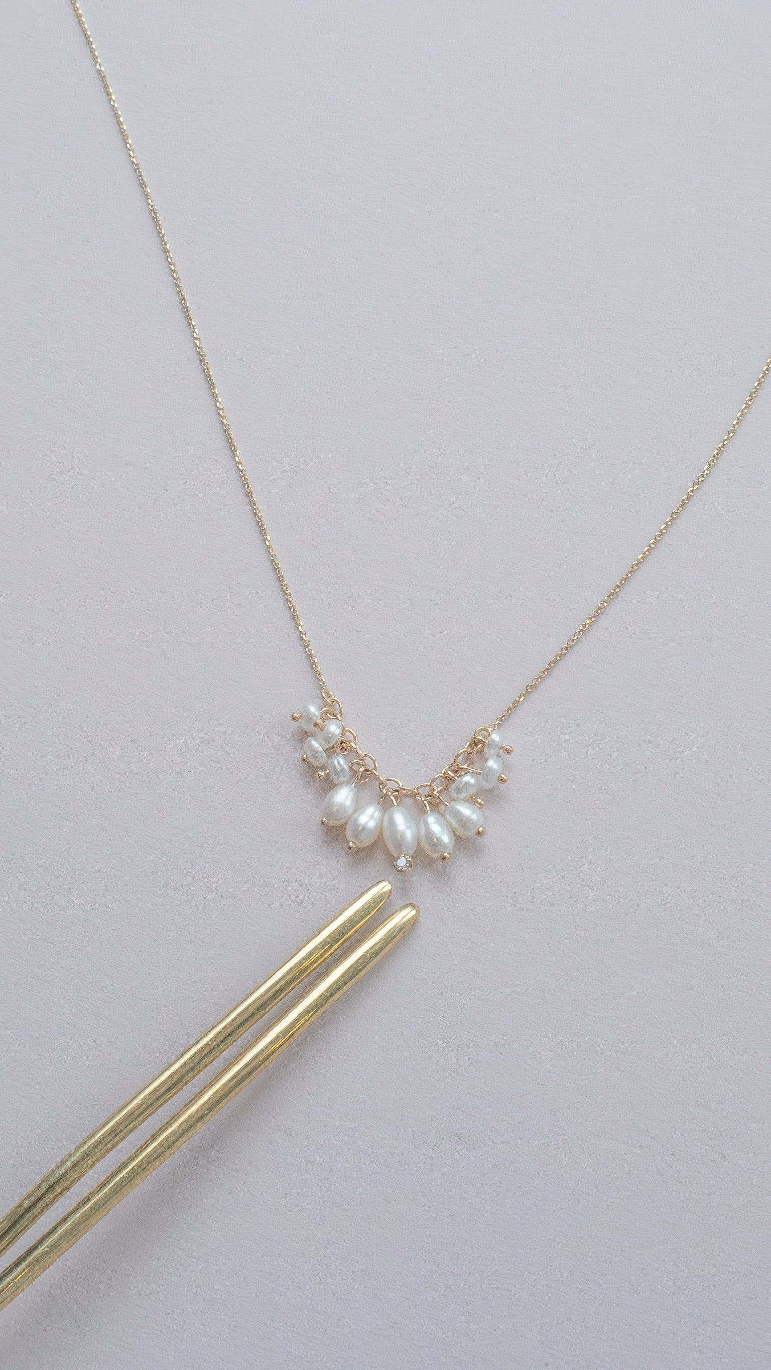 SHADOW DIAMOND &amp; PEARL NECKLACE