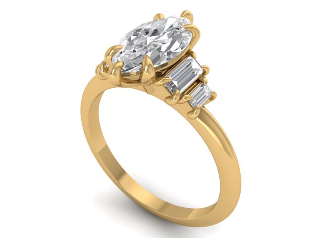 14kt Marquise Baguette Pace Engagement Ring