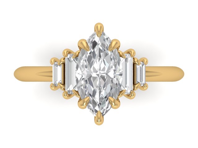 14kt Marquise Baguette Pace Engagement Ring