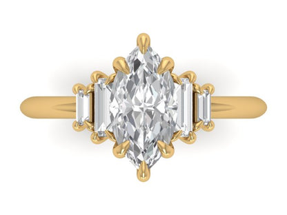 14kt Marquise Baguette Pace Engagement Ring