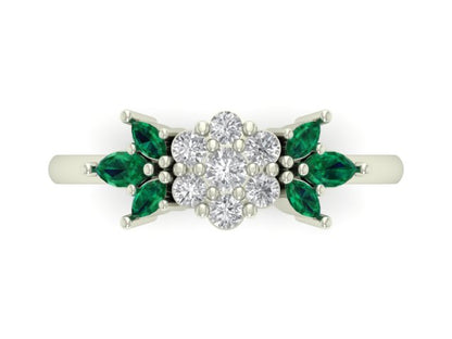 Emerald Diamond Flume Engagement Ring