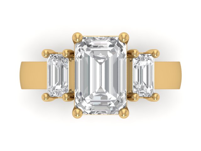 14kt Modern Emerald Cigar Engagement Ring