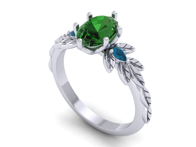 Plt Floral Diamond Fronds Engagement Ring