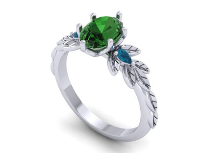 Plt Floral Diamond Fronds Engagement Ring