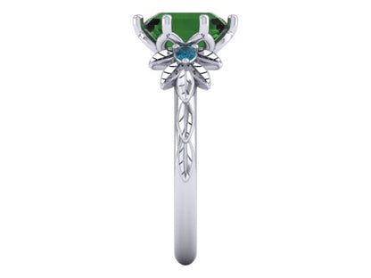 Plt Floral Diamond Fronds Engagement Ring