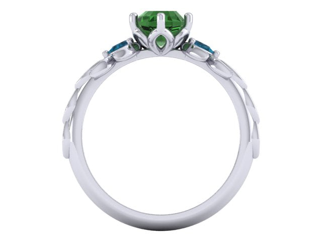 Plt Floral Diamond Fronds Engagement Ring