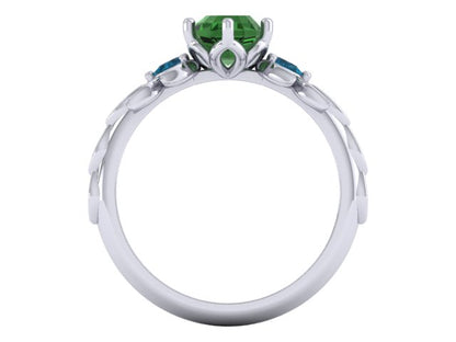 Plt Floral Diamond Fronds Engagement Ring