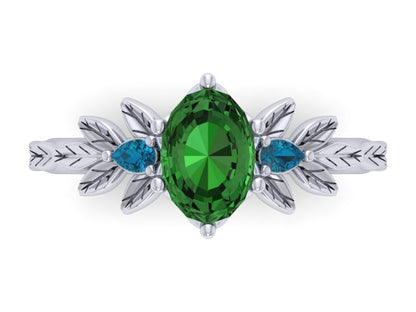 Plt Floral Diamond Fronds Engagement Ring