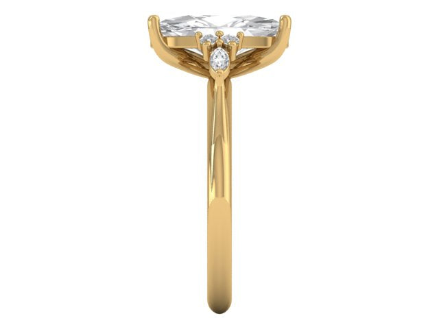 14kt Moval Diamond Frond Engagement Ring