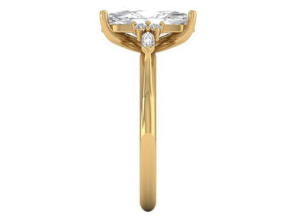 14kt Moval Diamond Frond Engagement Ring