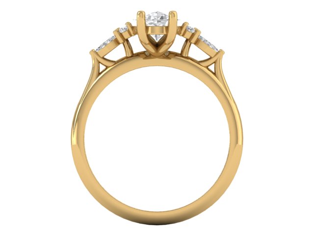 14kt Moval Diamond Frond Engagement Ring