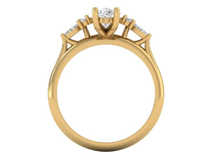 14kt Moval Diamond Frond Engagement Ring