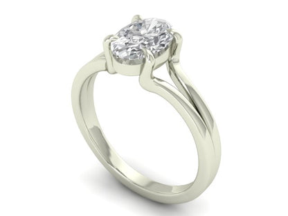 14kt Oval Diamond Flume Engagement Ring