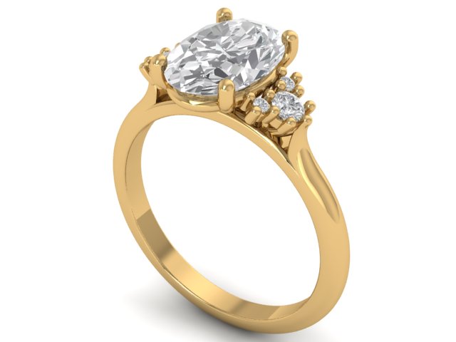 14kt Oval Diamond Balance Engagement Ring