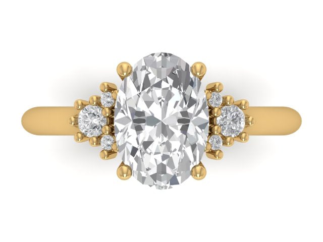 14kt Oval Diamond Balance Engagement Ring