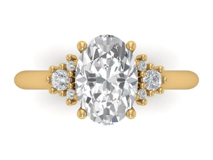 14kt Oval Diamond Balance Engagement Ring