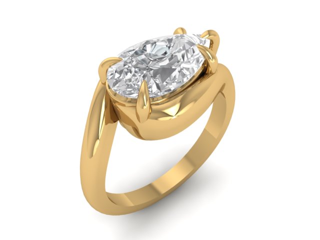 14kt Golden Teardrop Caress Engagement Ring