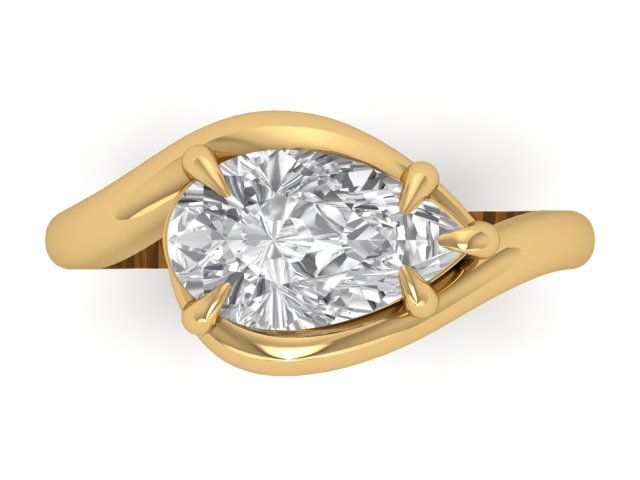 14kt Golden Teardrop Caress Engagement Ring