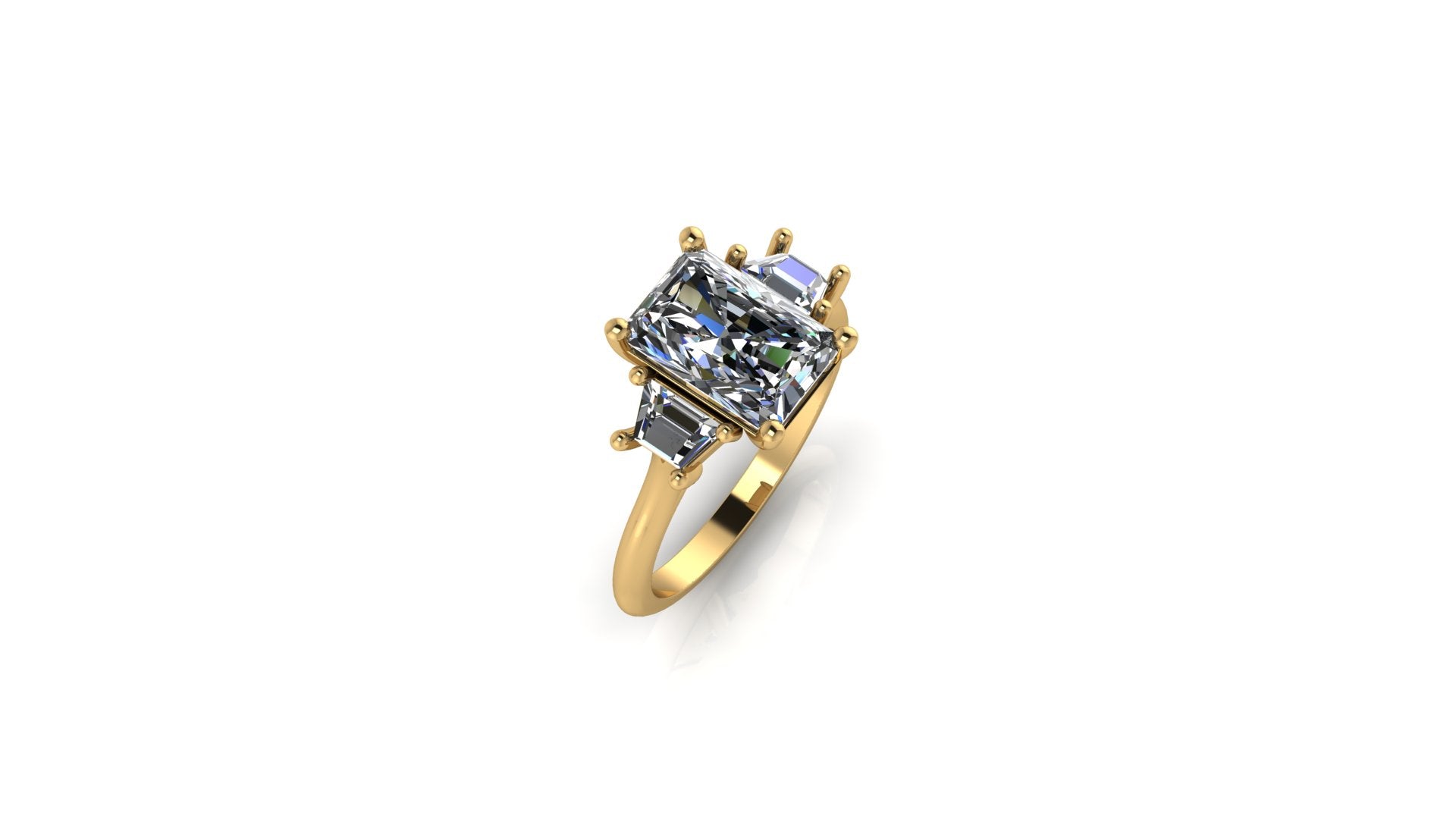 14kt Radiant Diamond Balance Engagement Ring
