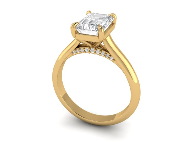 14kt Emerald Diamond Frescoes Engagement Ring