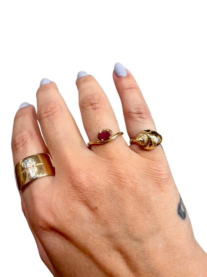 Ruby Bonbon Merge Ring by Stone &amp; Strand, curved merge band, nests with other merge rings