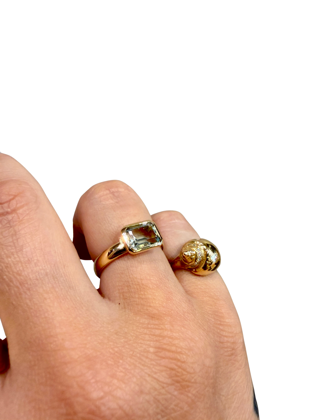 Sea Green Gallant Ring by Stone &amp; Strand, 10kt solid gold, 8x6mm prasiolite