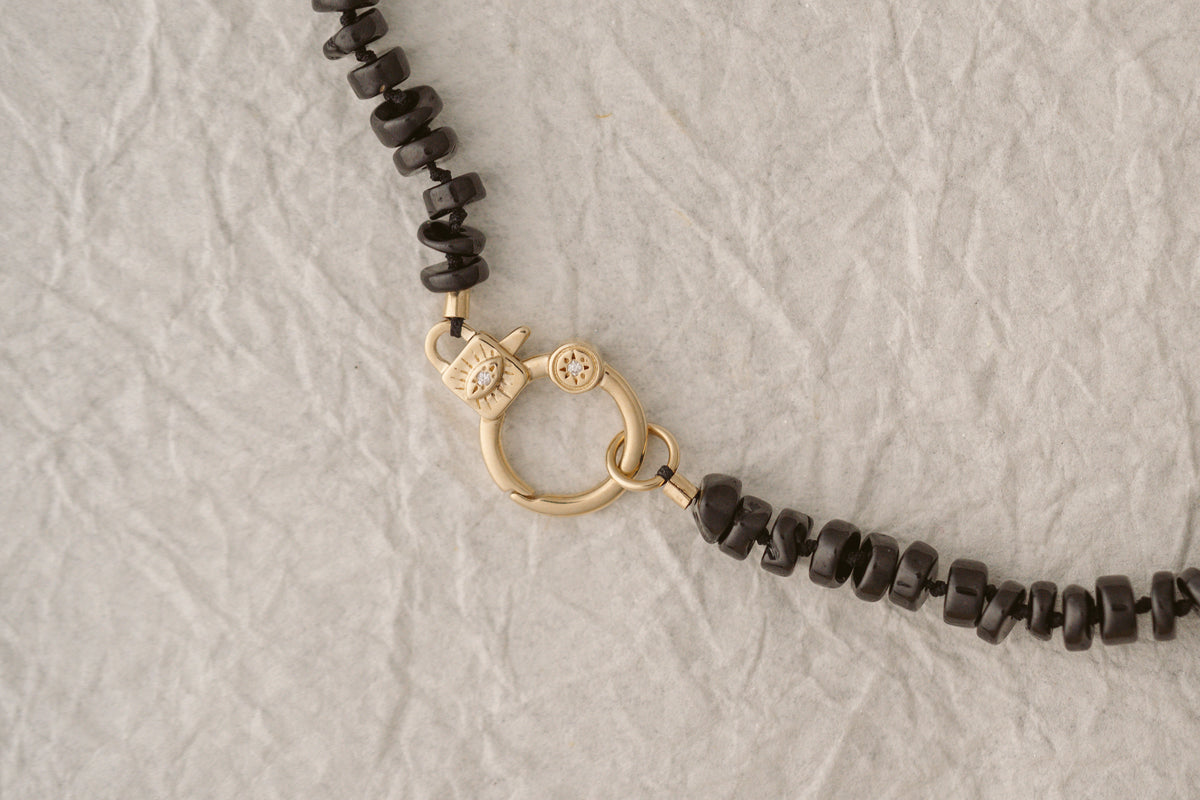 EYE LOVE YOU ONYX CHARM NECKLACE