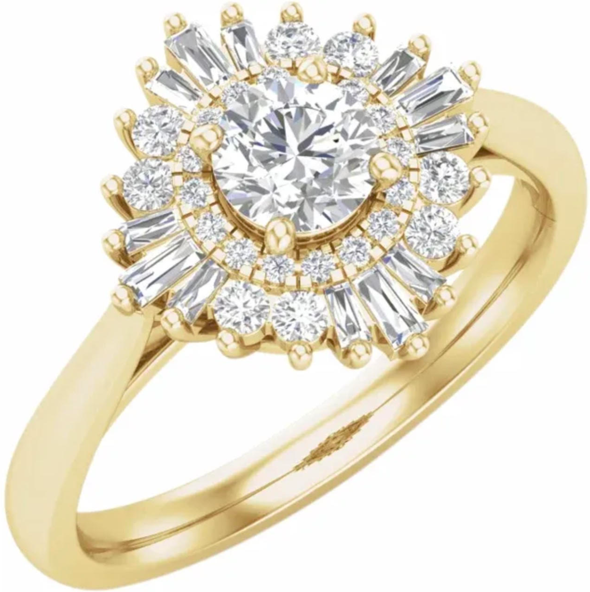 14kt Round Diamond Deco Engagement Ring // For Sam
