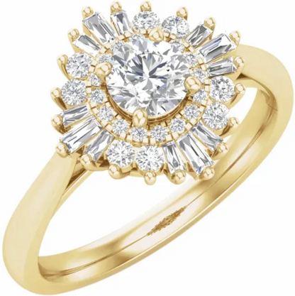 14kt Round Diamond Deco Engagement Ring // For Sam