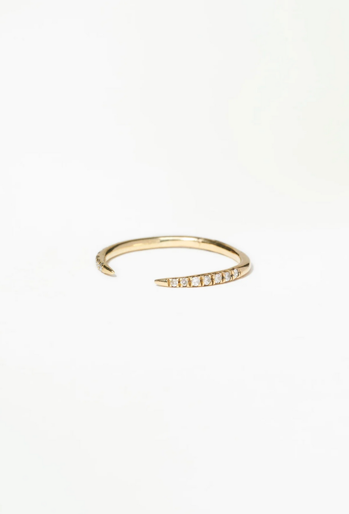 Diamond Slice Cuff by WWAKE, 14kt recycled gold, open slice cuff band, micropavé white diamonds