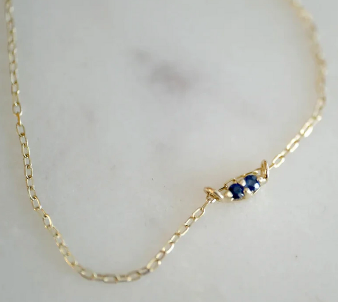 Sapphire Twin Necklace by Gjenmi, another view