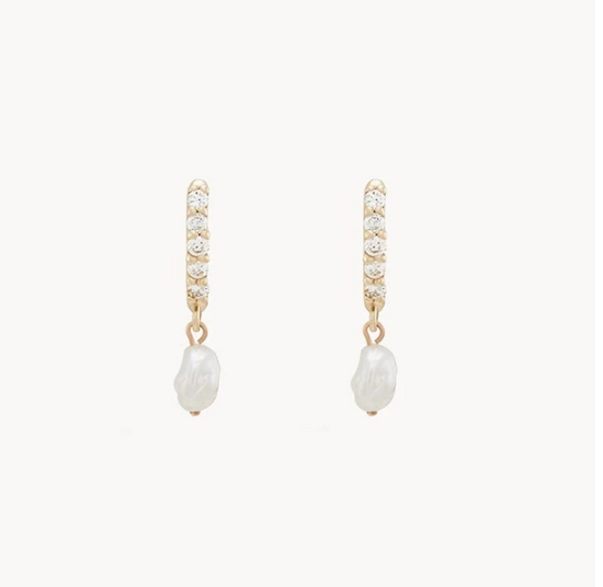 INNER LIGHT DIAMOND PEARL EARRINGS