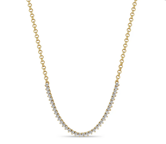 DIAMOND TENNIS SEGMENTS ROLO CHAIN NECKLACE