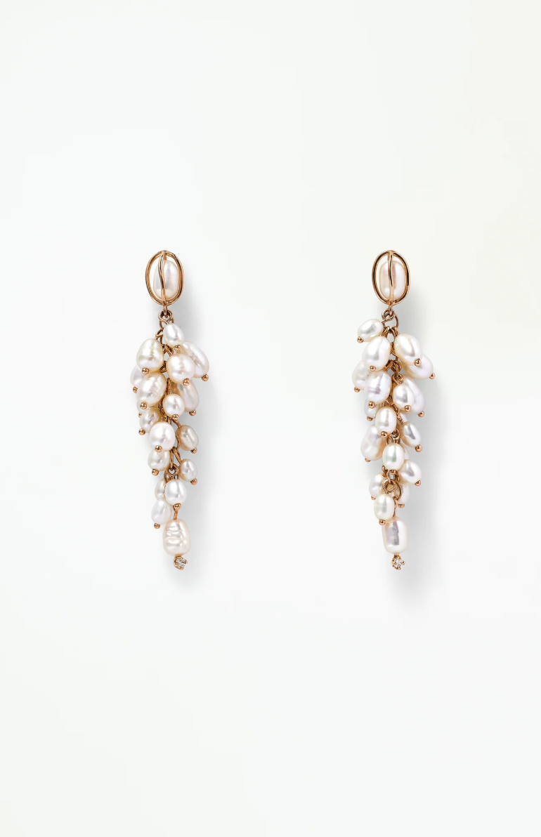 SHADOW DIAMOND &amp; PEARL EARRINGS