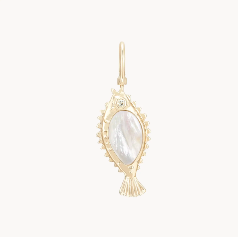 Poisson de Liberté Mother of Pearl Fish Charm by Bluboho, another view