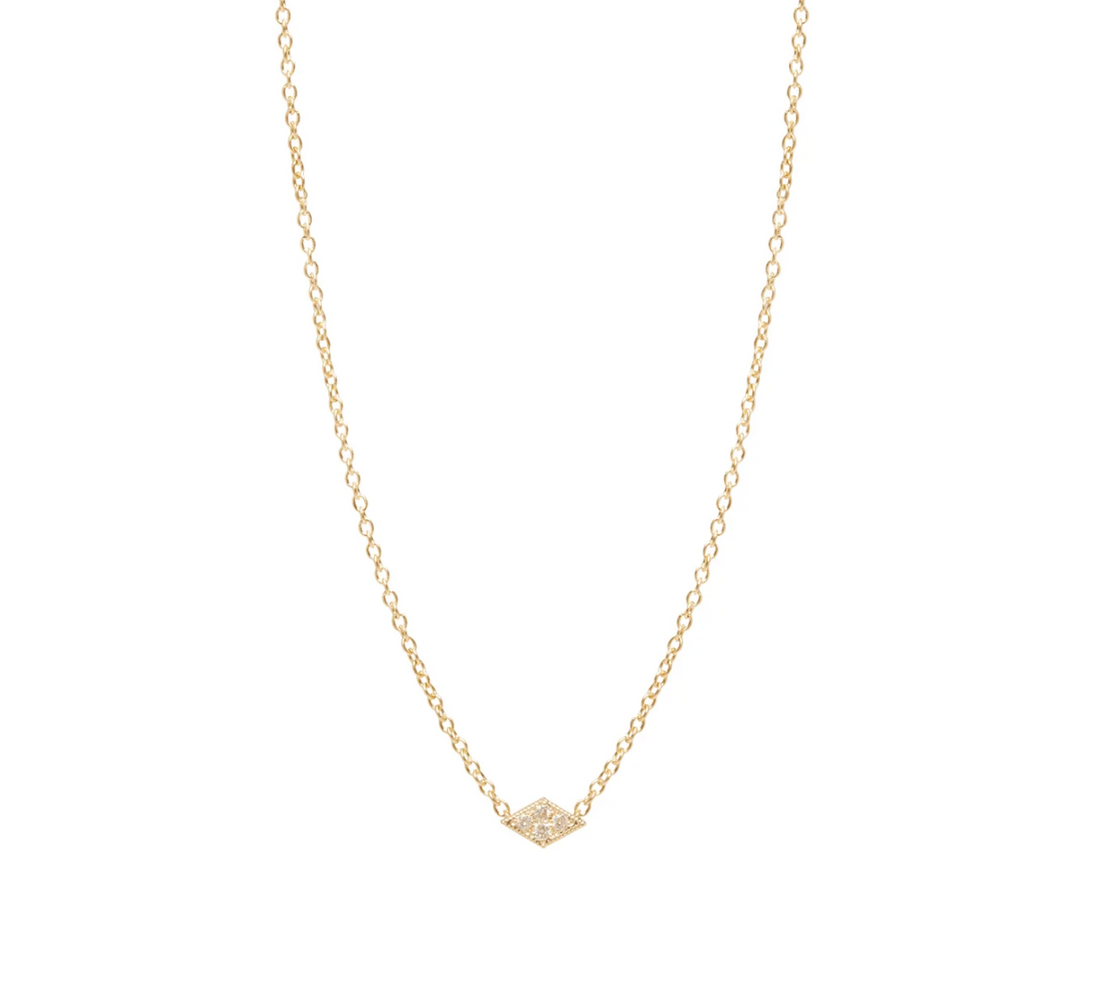 14KT ITTY BITTY PAVÉ DIAMOND SHAPE NECKLACE