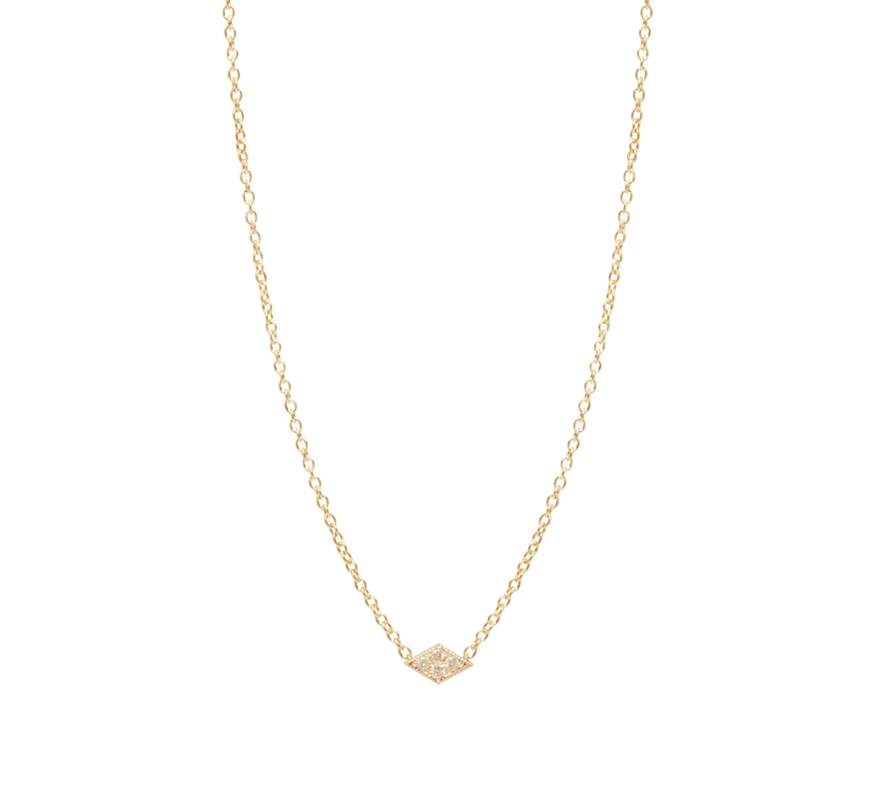 14KT ITTY BITTY PAVÉ DIAMOND SHAPE NECKLACE