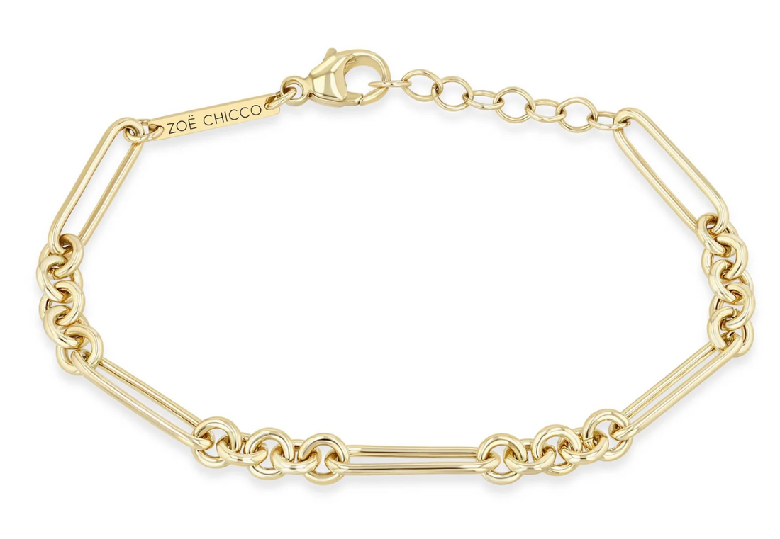 14KT GOLD LARGE PAPERCLIP ROLO CHAIN BRACELET