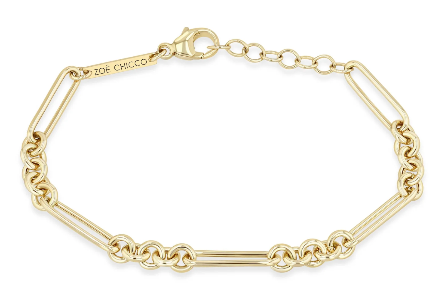 14KT GOLD LARGE PAPERCLIP ROLO CHAIN BRACELET