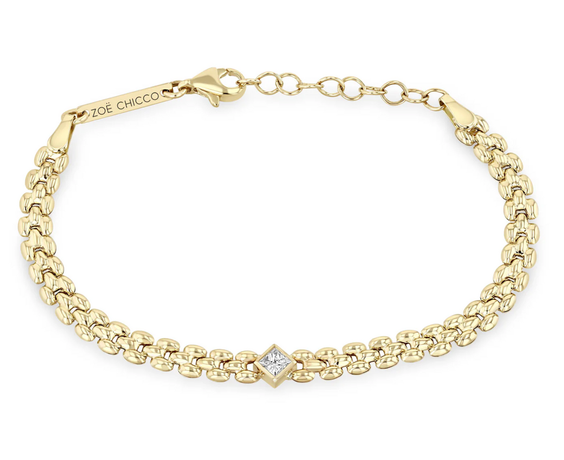 14KT PRINCESS DIAMOND SMALL PANTHER BRACELET