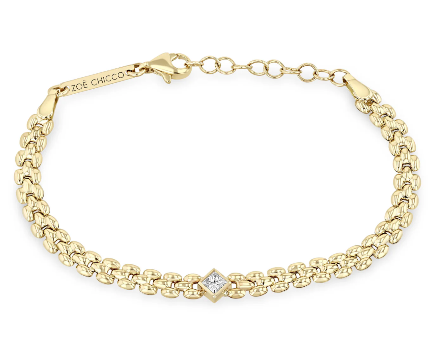14KT PRINCESS DIAMOND SMALL PANTHER BRACELET