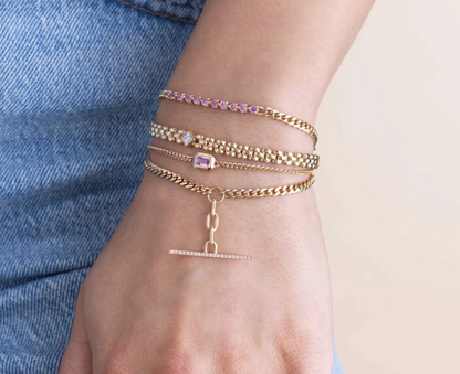 14KT PRINCESS DIAMOND SMALL PANTHER BRACELET